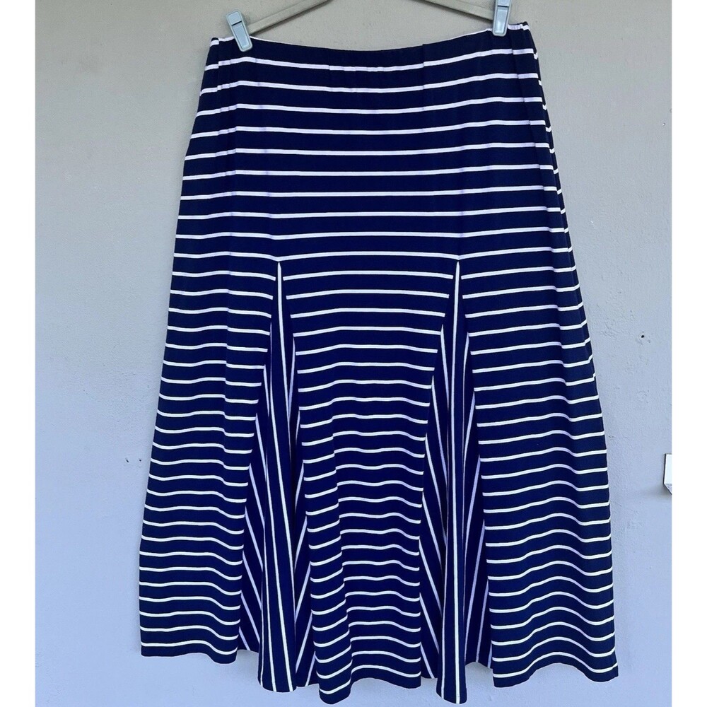Lauren Ralph Lauren Womens Maxi Skirt Size 2X Blue White Stripe Nautical Coastal